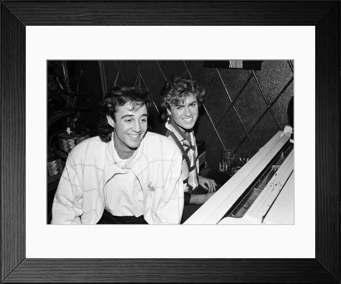 Framed Print : George Michael and Andrew Ridgeley of the pop group Wham! 2nd November 1984 Framed Print : George Michael and Andrew Ridgeley of the pop group Wham! 2nd November 1984