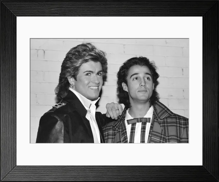Framed Print : Pop group Wham! in concert at Whitley Bay. December 1984 Framed Print : Pop group Wham! in concert at Whitley Bay. December 1984