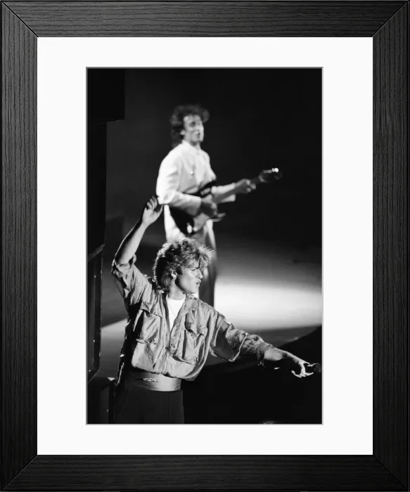 Framed Print : Pop group Wham! in concert at Whitley Bay. December 1984