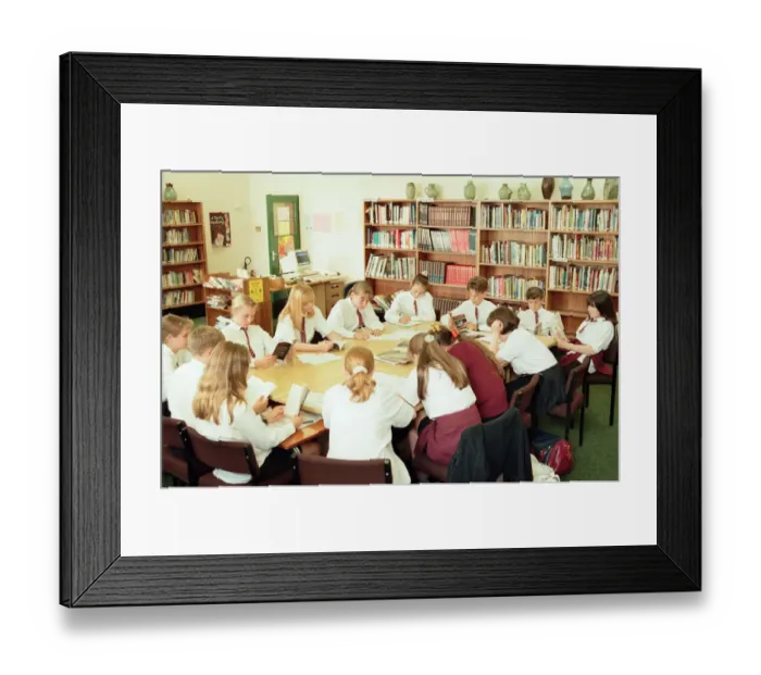 Framed Print : Pupils from Dene School, Thornby, who are book reviewers for Newspapers in Education