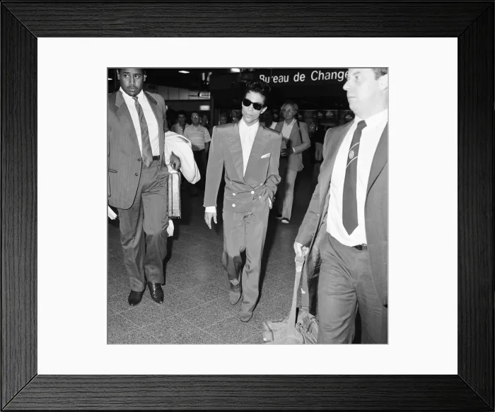 Framed Print : Prince, american singer, at London Heathrow Airport, leaving for The Netherlands Framed Print : Prince, american singer, at London Heathrow Airport, leaving for The Netherlands