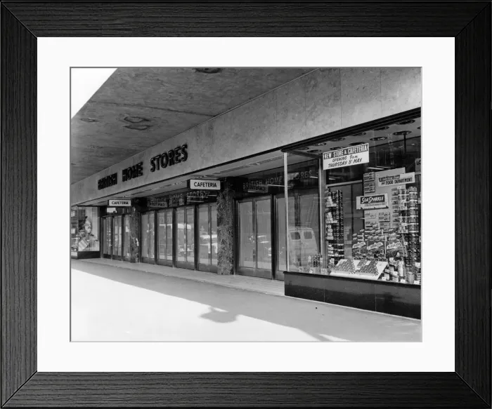 Framed Print : British Home Stores, New Street, Birmingham, West Midlands. 1st May 1958 Framed Print : British Home Stores, New Street, Birmingham, West Midlands. 1st May 1958