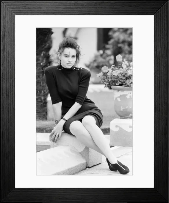 Framed Print : Beatrice Dalle, french actress, photo-call in London to promote new film Betty Blue