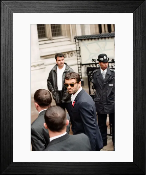 Framed Print : George Michael at the High Court, during his failed court battle to be released from his