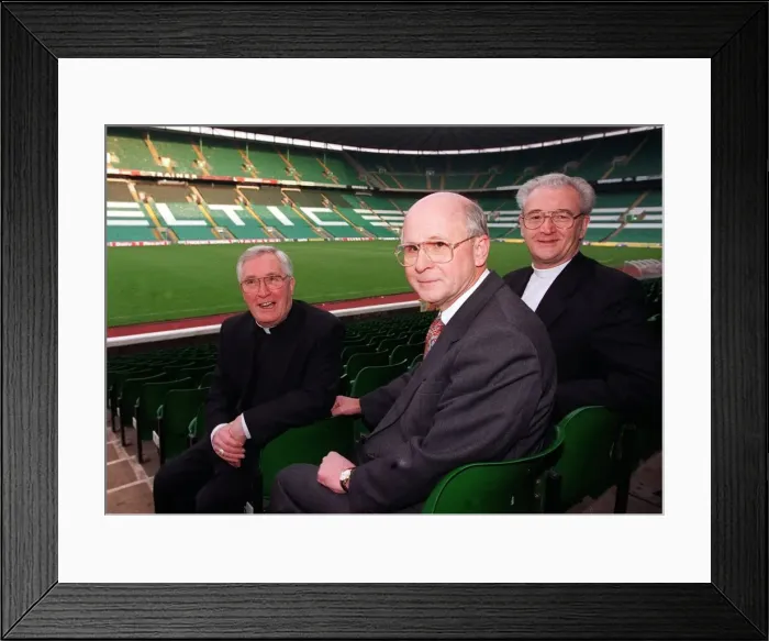 Framed Print : BIGOTRY PRESS CONFENENCE CELTIC PARK JANUARY 1998 CARDINAL THOMAS WINNING FERGUS MCCANN
