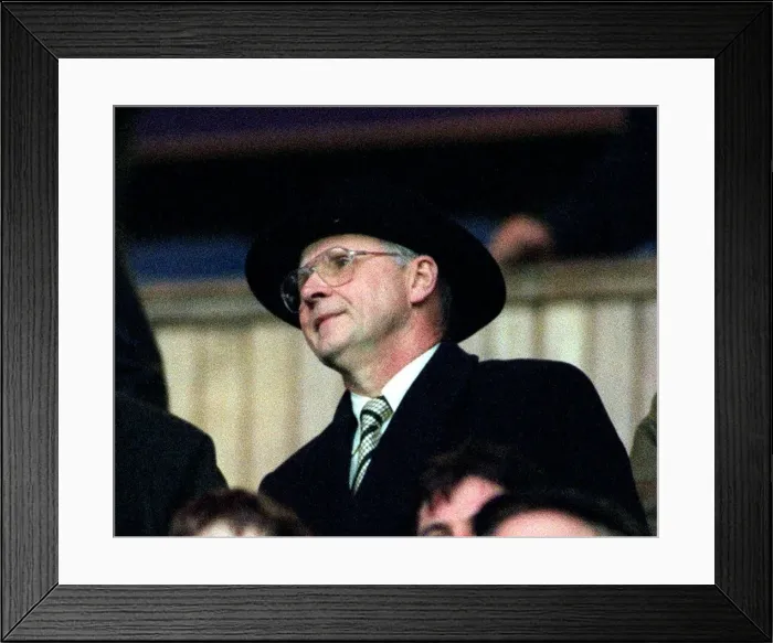 Framed Print : Fergus McCann wearing hat glasses in stand Ibrox Celtic Falkirk Scottish cup semi final Framed Print : Fergus McCann wearing hat glasses in stand Ibrox Celtic Falkirk Scottish cup semi final
