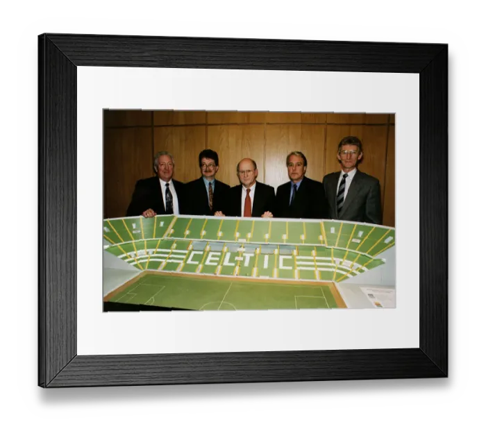 Framed Print : model of new North stand with Fergus McCann chairman Celtic FC John Keane director