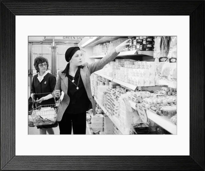 Framed Print : Tesco Supermarket Store, London, 9th May 1977. Tesco Supermarket Chain has made Framed Print : Tesco Supermarket Store, London, 9th May 1977. Tesco Supermarket Chain has made