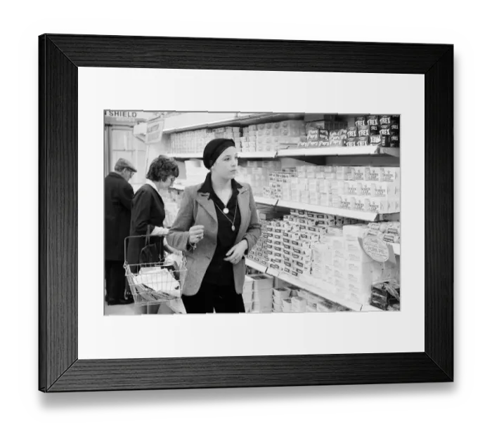 Framed Print : Tesco Supermarket Store, London, 9th May 1977. Tesco Supermarket Chain has made