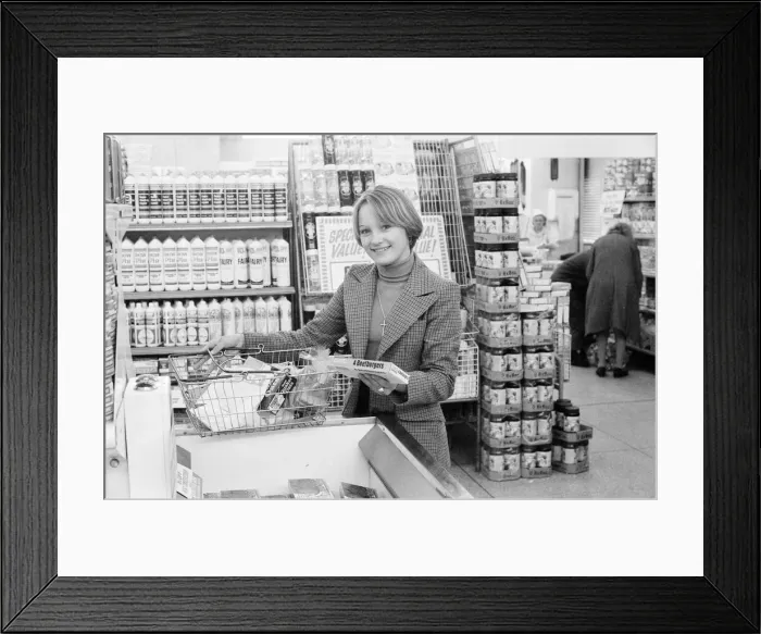 Framed Print : Tesco Supermarket Store, London, 9th May 1977. Tesco Supermarket Chain has made