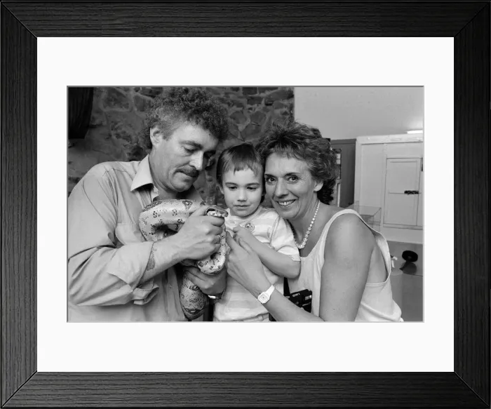 Framed Print : Sue Johnston, and her son at Chester Zoo. Brookside