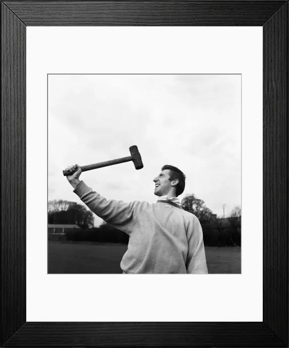 Framed Print : 1960 - 1961 Tottenham Hotspur Double Winning Season. Cliff Jones pictured holding a