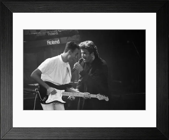 Framed Print : George Michael and Andrew Ridgeley performing at the Stand by Me