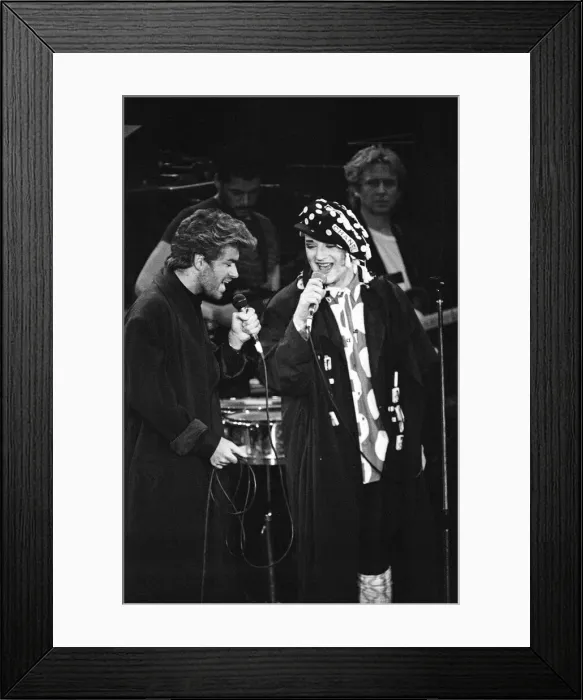 Framed Print : George Michael and Boy George performing at the Stand by Me Framed Print : George Michael and Boy George performing at the Stand by Me