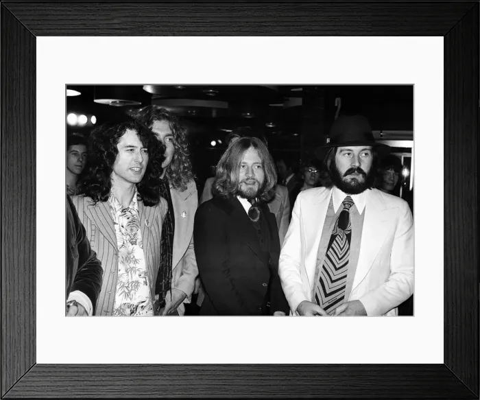 Framed Print : Rock band Led Zeppelin at the UK premier of the concert film Framed Print : Rock band Led Zeppelin at the UK premier of the concert film
