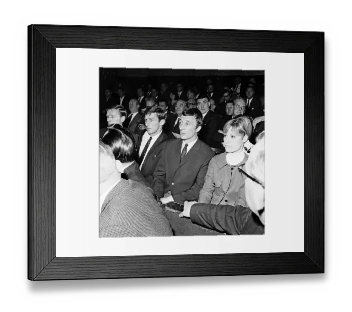 Framed Print : Manchester City players including Mike Sumerbee at ringside watching the Boxing during Framed Print : Manchester City players including Mike Sumerbee at ringside watching the Boxing during