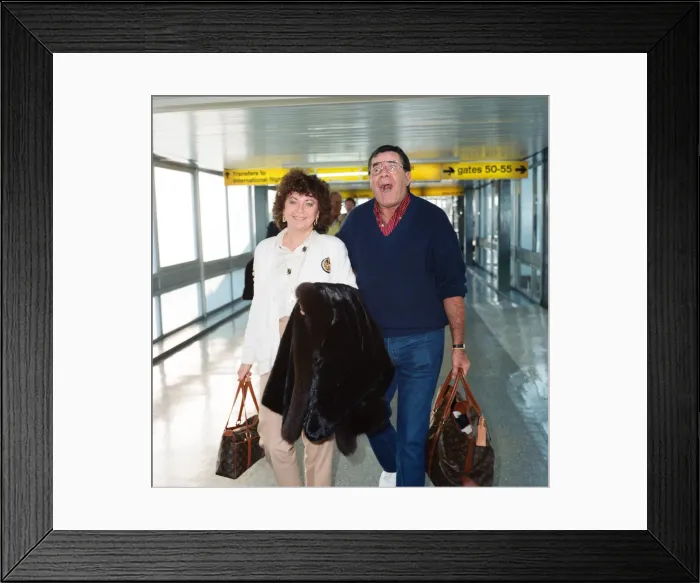 Framed Print : Jerry Lewis and his wife SanDee Pitnick at LAP. 16th November 1989 Framed Print : Jerry Lewis and his wife SanDee Pitnick at LAP. 16th November 1989