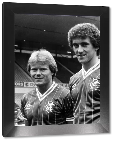 Rangers FC players, Dave MacKinnon pictured on the left. Circa 1982