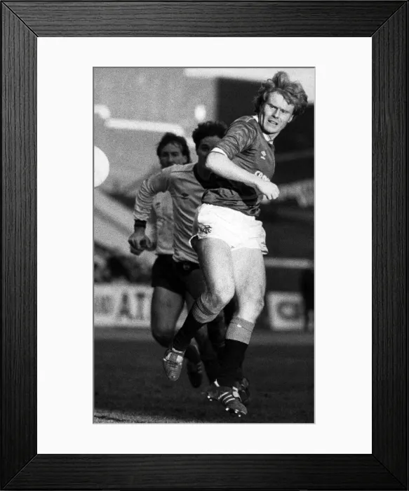 Framed Print : Dave MacKinnon in action for Rangers F. C. against Dundee. Circa 1985 Framed Print : Dave MacKinnon in action for Rangers F. C. against Dundee. Circa 1985