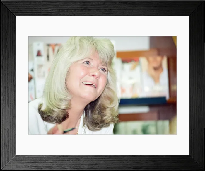 Framed Print : Jilly Cooper, Author, book signing, Blackwells, Cardiff, Wales, 16th April 1997