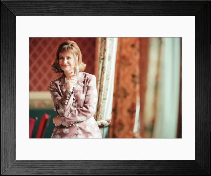 Framed Print : Sian Lloyd, Weather Forecaster, 25th April 1997. Clothing Fashion Feature