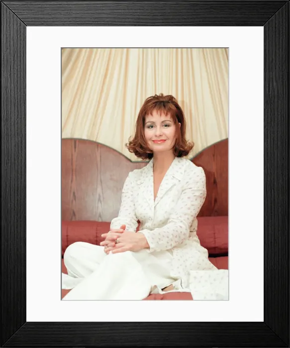 Framed Print : Sian Lloyd, Weather Forecaster, 25th April 1997. Clothing Fashion Feature