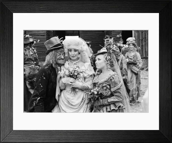 Framed Print : Television character Worzel Gummidge who is played by Jon Pertwee marries his Aunt Sally