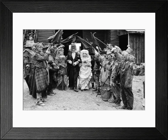 Framed Print : Television character Worzel Gummidge who is played by Jon Pertwee marries his Aunt Sally Framed Print : Television character Worzel Gummidge who is played by Jon Pertwee marries his Aunt Sally