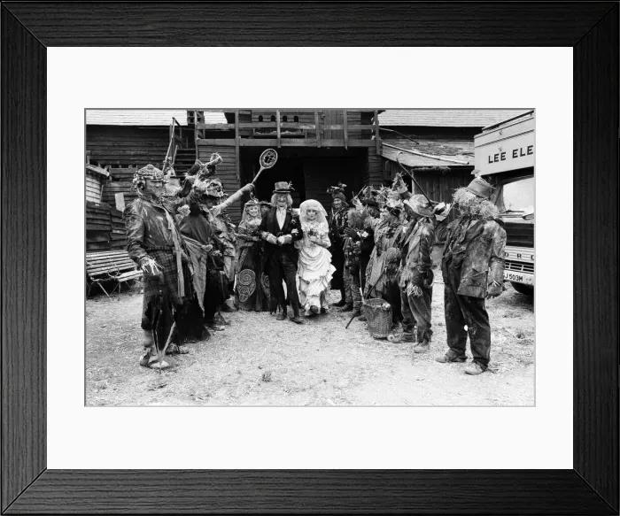 Framed Print : Television character Worzel Gummidge who is played by Jon Pertwee marries his Aunt Sally Framed Print : Television character Worzel Gummidge who is played by Jon Pertwee marries his Aunt Sally