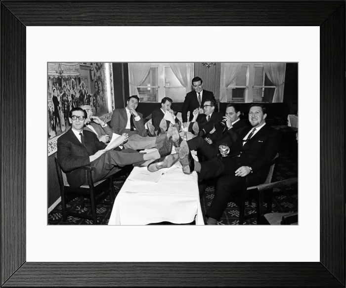 Framed Print : Sitting around the table are comedy writers (L-R) Denis Norden, Frank Muir, Alan Simpson Framed Print : Sitting around the table are comedy writers (L-R) Denis Norden, Frank Muir, Alan Simpson