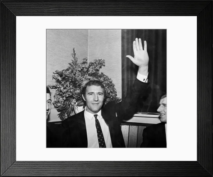 Framed Print : Manchester City players and management staff celebrate with a few drinks