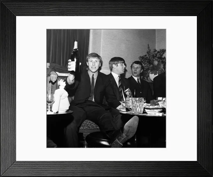 Framed Print : Manchester City players and management staff celebrate with a few drinks Framed Print : Manchester City players and management staff celebrate with a few drinks
