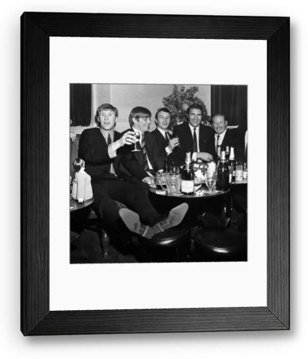 Framed Print : Manchester City players and management staff celebrate with a few drinks Framed Print : Manchester City players and management staff celebrate with a few drinks