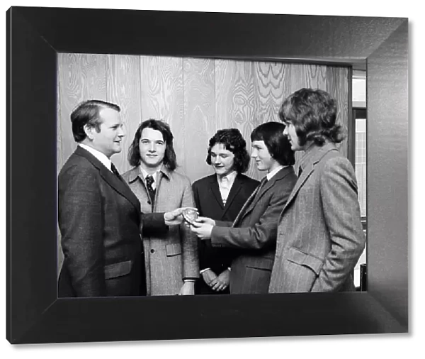 Presentation to Wimpey apprentices in Middlesbrough. 1972