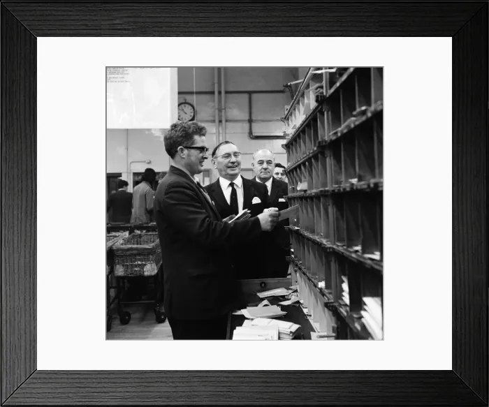 Framed Print : Head postmaster retires. 1971 Framed Print : Head postmaster retires. 1971