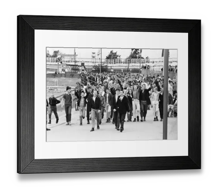 Framed Print : Skinheads on the beach at Southend, Essex on Bank Holiday Monday. 27th August 1979 Framed Print : Skinheads on the beach at Southend, Essex on Bank Holiday Monday. 27th August 1979