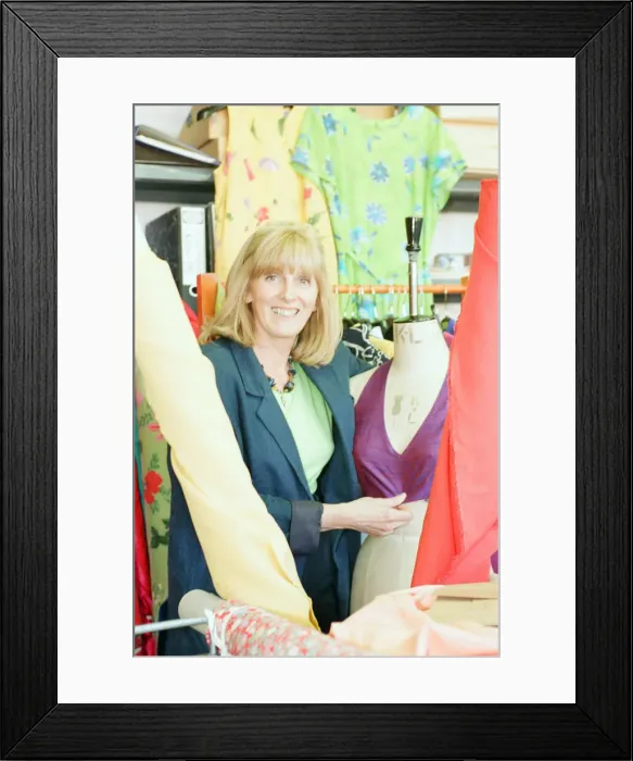 Framed Print : Marion Donaldson, Fashion Designer, pictured at clothing factory in Candleriggs, Glasgow Framed Print : Marion Donaldson, Fashion Designer, pictured at clothing factory in Candleriggs, Glasgow