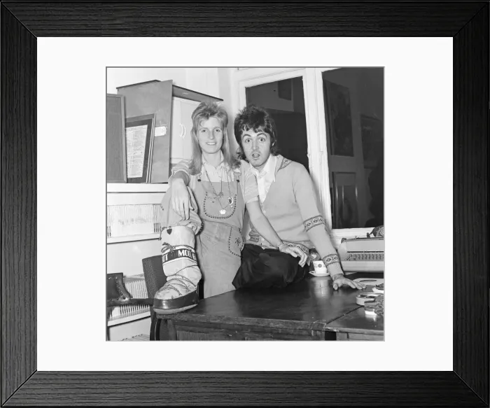 Framed Print : Paul and Linda McCartney in 1973 Picture taken at their office in London
