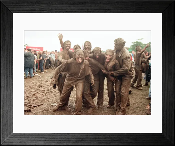 Framed Print : Fans covered in mud, at Margam Park to watch Catatonia performing, South Wales Framed Print : Fans covered in mud, at Margam Park to watch Catatonia performing, South Wales