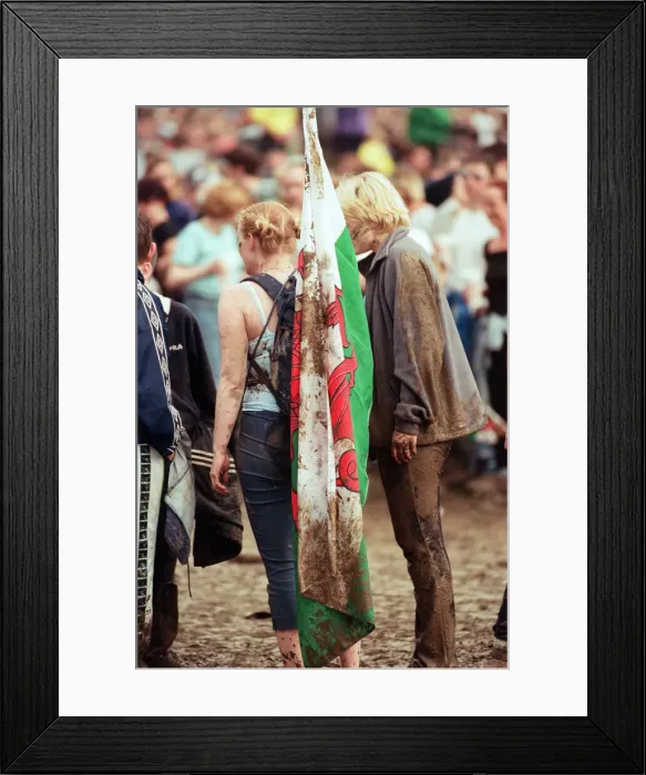 Framed Print : Fans covered in mud, at Margam Park to watch Catatonia performing, South Wales Framed Print : Fans covered in mud, at Margam Park to watch Catatonia performing, South Wales