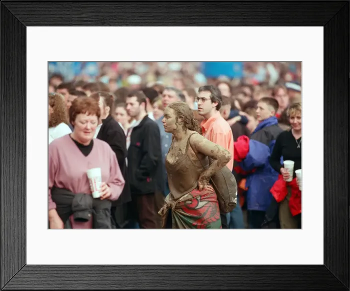 Framed Print : Fans covered in mud, at Margam Park to watch Catatonia performing, South Wales Framed Print : Fans covered in mud, at Margam Park to watch Catatonia performing, South Wales