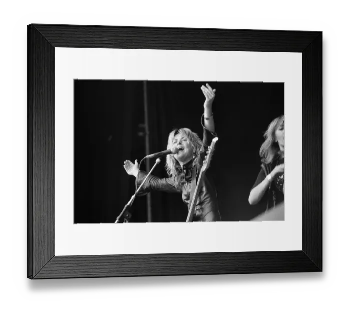 Framed Print : American glam rock musician Suzi Quatro performing on stage on Saturday night