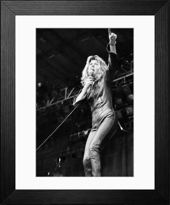 Framed Print : American glam rock musician Suzi Quatro performing on stage on Saturday night