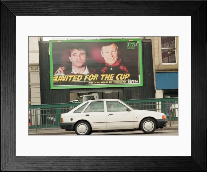 Framed Print : Euro 96 Billboard featuring Kevin Keegan, Newcastle United and Alex Ferguson