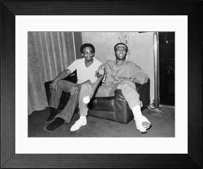 Framed Print : Nile Rodgers (l) and Bernard Edwards (r), founding members of music group, Chic Framed Print : Nile Rodgers (l) and Bernard Edwards (r), founding members of music group, Chic