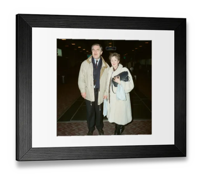 Framed Print : Coronation Streets Thelma Barlow and Peter Baldwin at Heathrow Airport Framed Print : Coronation Streets Thelma Barlow and Peter Baldwin at Heathrow Airport
