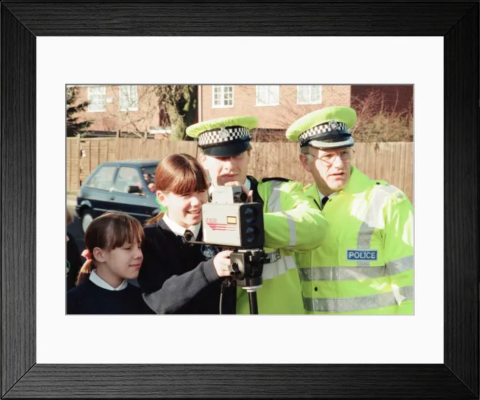 Framed Print : Students from Our Lady and St Bede School, Stockton, pictured with Police Officers Framed Print : Students from Our Lady and St Bede School, Stockton, pictured with Police Officers