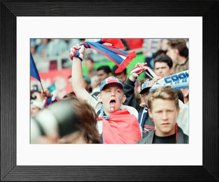 Framed Print : France 3-1 Bulgaria, Euro 1996 Group B match at St James Park, Newcastle Framed Print : France 3-1 Bulgaria, Euro 1996 Group B match at St James Park, Newcastle