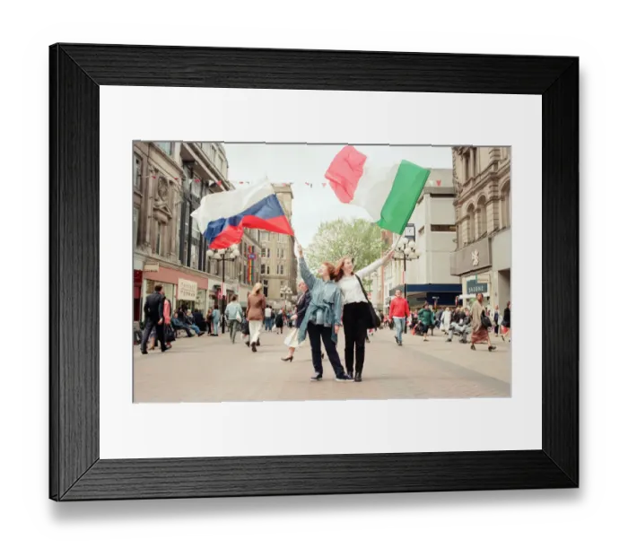 Framed Print : Euro 96 Flags, Church Street, Liverpool City Centre, 9th June 1996 Framed Print : Euro 96 Flags, Church Street, Liverpool City Centre, 9th June 1996