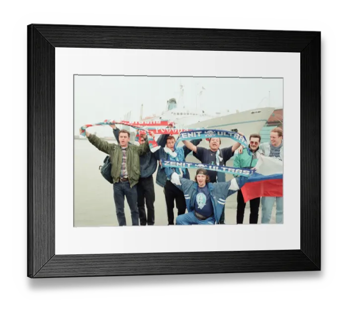 Framed Print : Russian Football Fans arrive at Euro 1996 by Ship, Liverpool, 10th June 1996 Framed Print : Russian Football Fans arrive at Euro 1996 by Ship, Liverpool, 10th June 1996